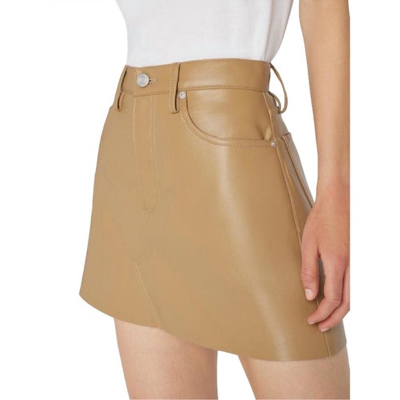 Frame Tan Leather Skirt - Picture 1 of 10